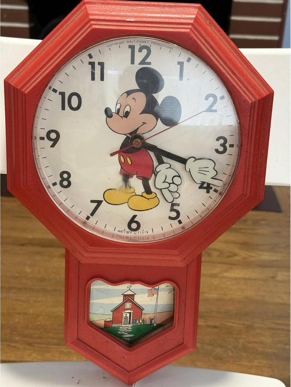 Vintage 1970's Welby Elgin - Mickey Mouse Wall Clock - Walt Disney  (not Working